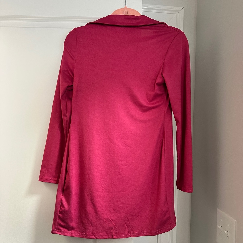 Thigh Length Pink Button Up